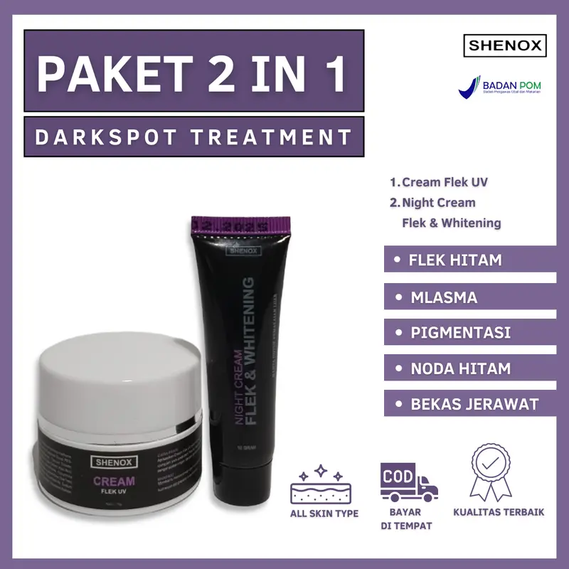 Shenox Skincare Cream Flek UV Dan Night Cream Whitening Salep Flek Hitam Membandel Menahun Pemutihan Bebas Alkohol 4