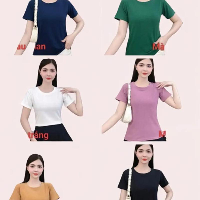 [Combo 2-3-4] áo cộc tay Thời Trang Thun Gân Tăm 35kg-70kg Dễ thương top Nữ Cổ Trờn women Cổ Tròn Áo Thun Voi aophong  nuxinh