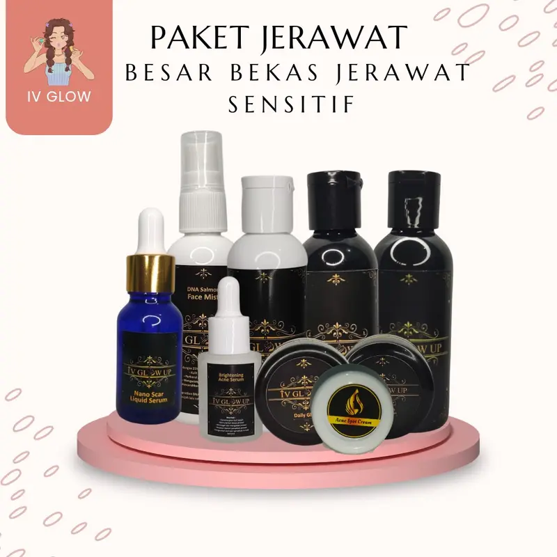 {FREE GIFT} IV GLOW Paket Jerawat Berat & Bruntusan Pencerah Wajah Perawatan Hitam Memutihkan 0