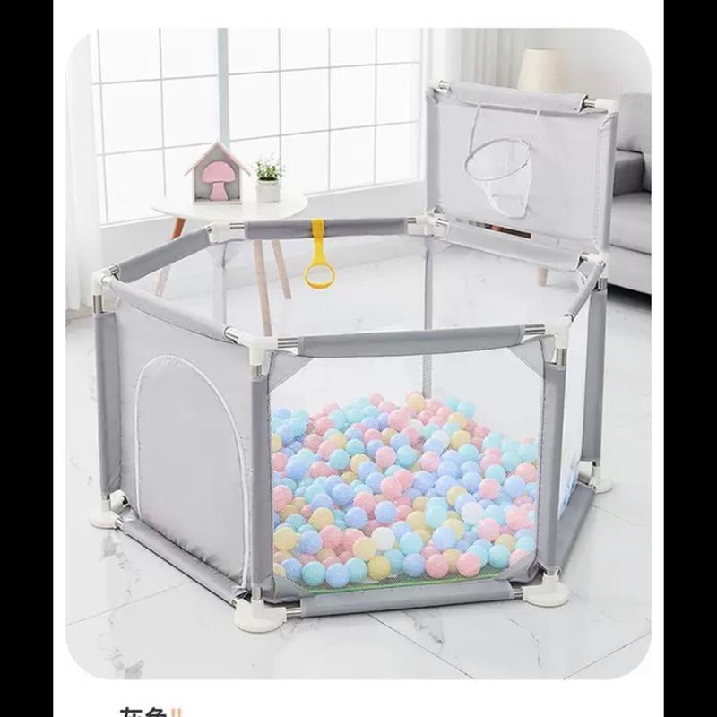 Kèm 100 bóng Quây Lục Giác có Giỏ Bóng Rổ khung inox cho trẻ chơi. Đồ Chơi