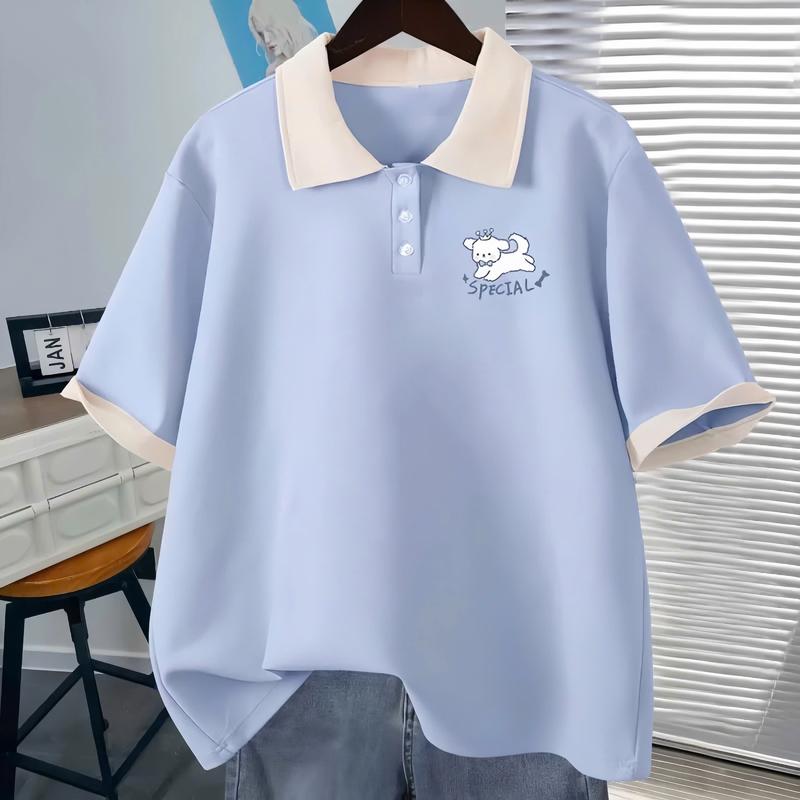 Áo polo bé gái 15-45kg, Áo thun cổ bẻ cho bé gái thiết kế fom rộng hình in cute chất vải cá sấu dày dặn mẫu hot 2025 ( Mã01 ) 6