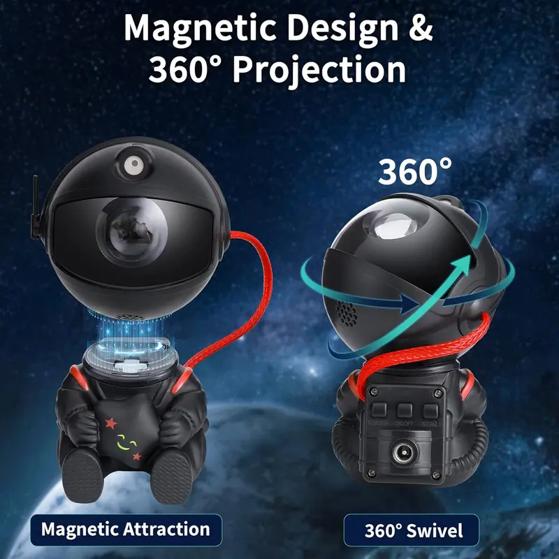 Astronaut Design LED Starry Sky Projector Night Light, USB Powered Starry Sky Nebula Atmosphere Projector Lamp, Novelty Lighting for Home Bedroom, Flashlight Projector, Black Laser Projector 3