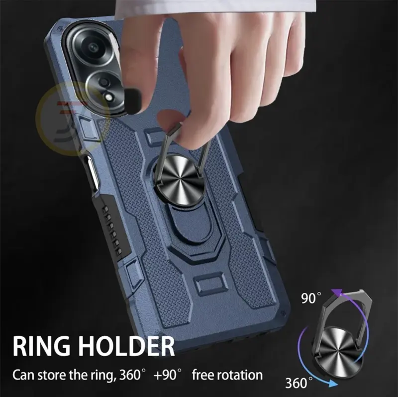 Casing Hard Case Oppo A18 Ring Armor Robot Case Kickstand Hybrid/Ring Holder TPU Handphone Hardcase Lentur 2