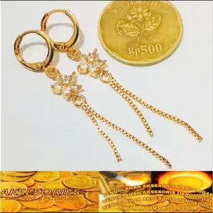 PERHIASAN WANITA Anting Jepit Jurai Terbaru Terbuat dari Bahan koin Logam Original 1991  Tahan Karat ELEGAN
