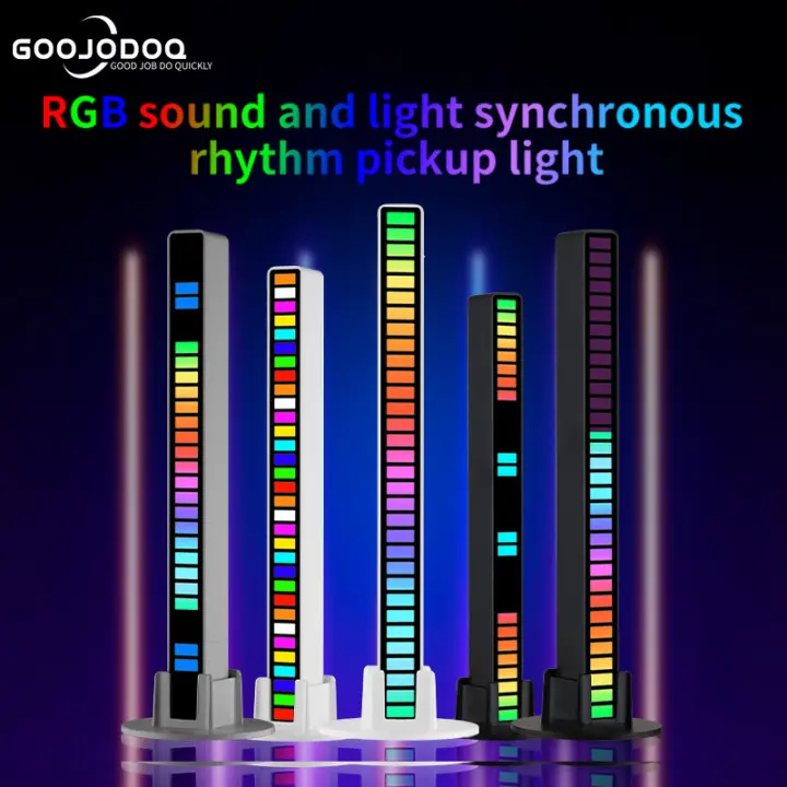 GOOJODOQ LED RGB Lampu Bar | Strip Spectrum Audio Indicator Music Sound Control Lamp Music Atmosphere Light Home Lights Lighting
