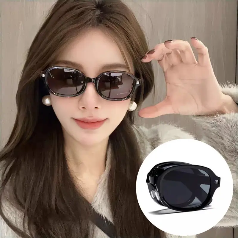 Korean Style All-Match Folding Sunglasses High-Grade Outdoor Sun Protection Retro Simple Fashion Lightweight Folding Sun Glasses Women's