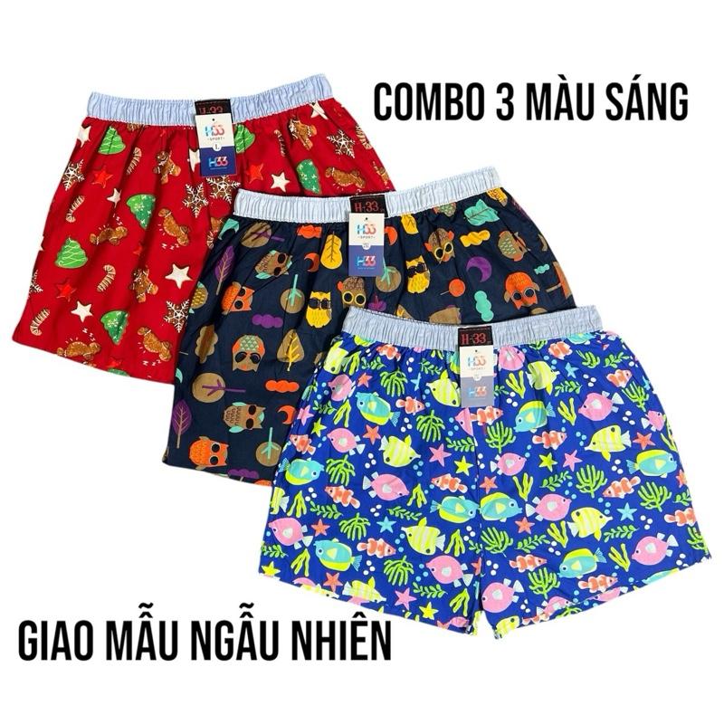 Combo 3 Quần đùi, quần ngủ H33- Mặc ở nhà, mặc ngủ, chất liệu  cotton co giãn thoáng mát - Giao Mẫu Ngẫu Nhiên( Màu Sáng) Nam