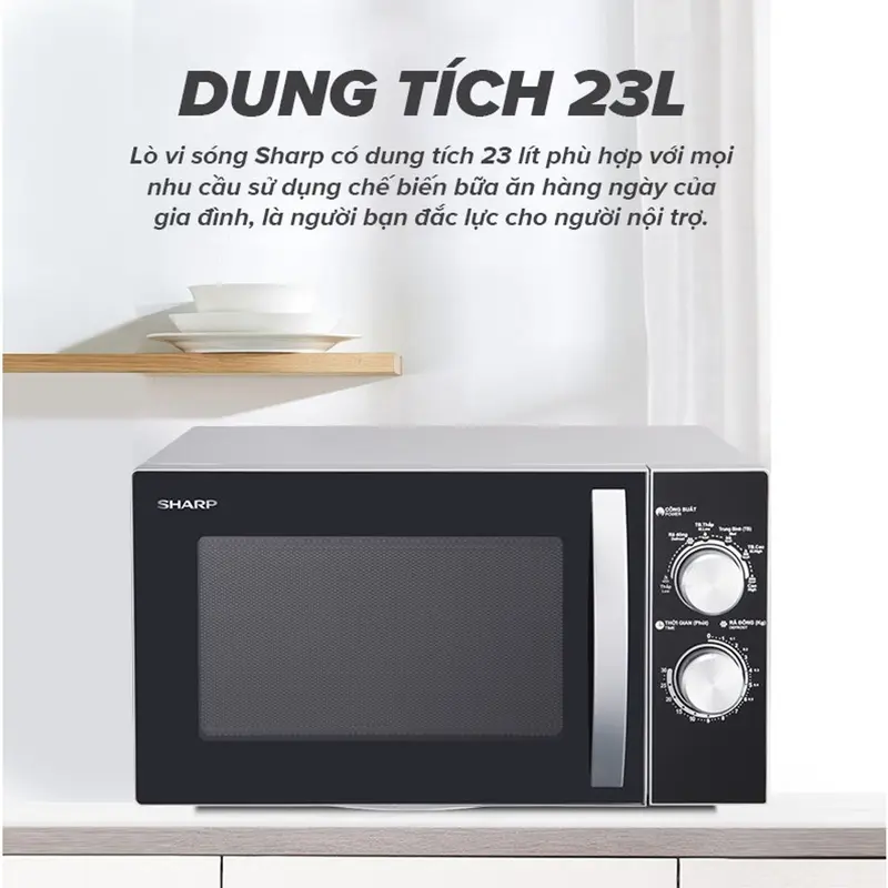 Lò Vi Sóng Cơ Sharp R-31A2VN-S 23L, [ Công Suất 900W, 6 Mức Công Suất,Hẹn Giờ 30'] 5