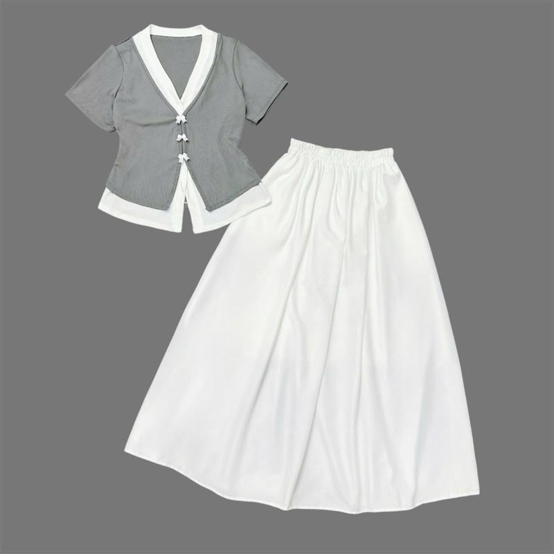  Set Bigsize Nữ Nàng Thơ  CÓ LẺ Áo Váy  Set Bigsize Bao Gồm Áo Cổ Tim Đính Nơ Vải Tăm QC Mát Váy Dài Nàng Thơ Phong Cách Dịu Dàng  55-95Kg - A271  CV15 