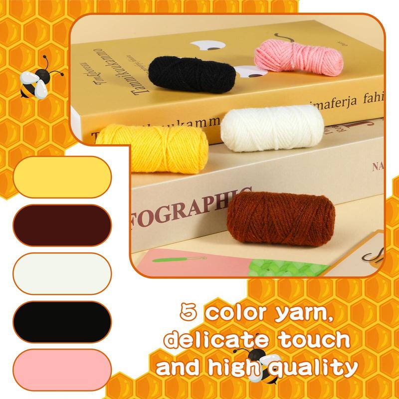 Bee Pattern Crochet Kit, 2 Counts Crochet Starter Kit with Step-by-Step Video Tutorials & Complete Accessories, Crochet Supplies for Beginners Adults DIY Craft Supplies 3