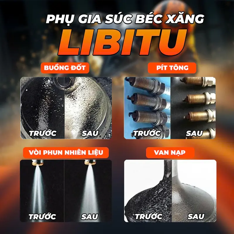 [ Chính Hãng ] Bộ Combo 2 Chai Súc Béc Xăng Libitu Bảo Dưỡng Động Cơ Xe Máy 4