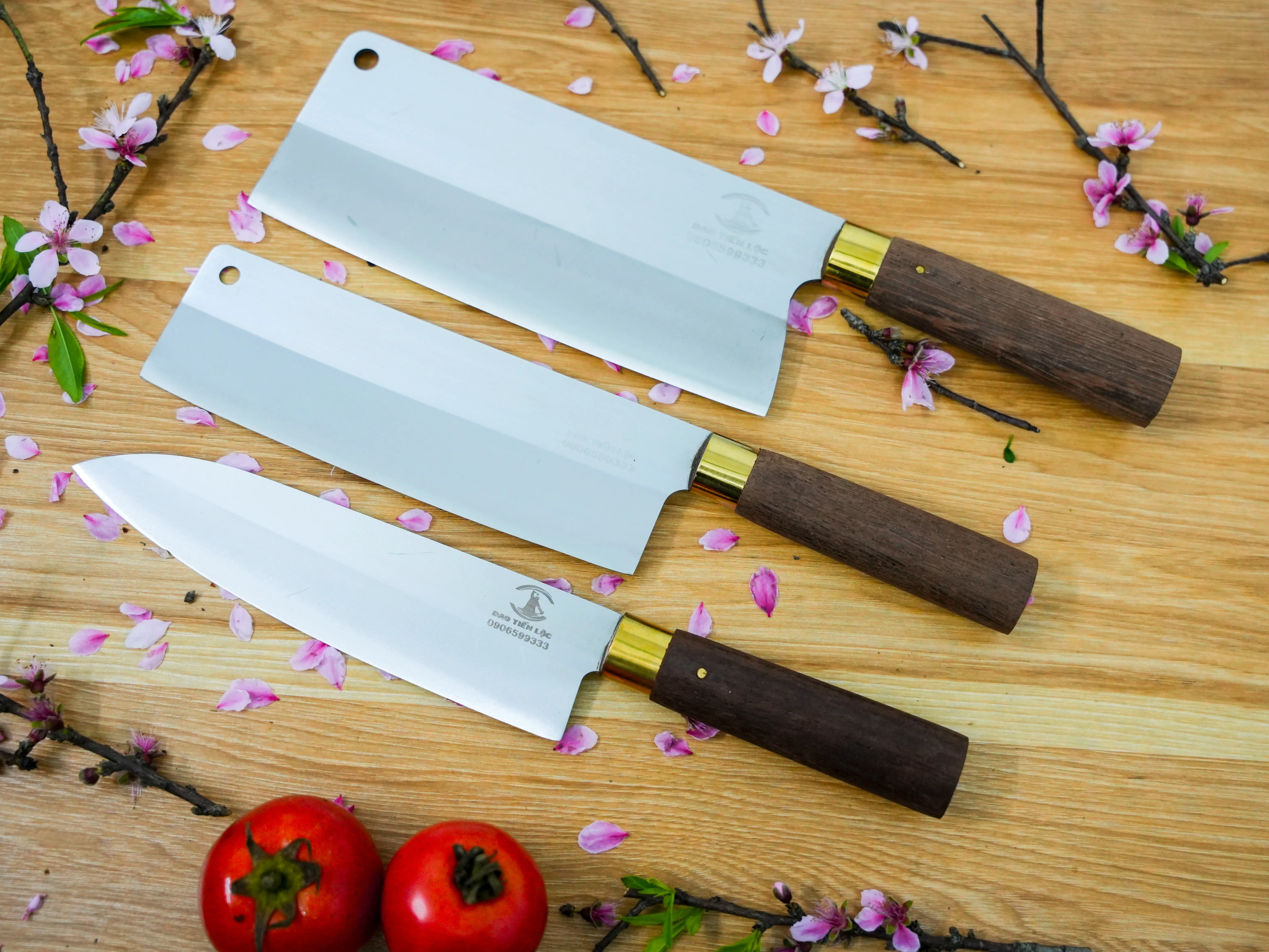 bộ 3 dao chặt, thái, lọc làm từ thép không gỉ 420j2