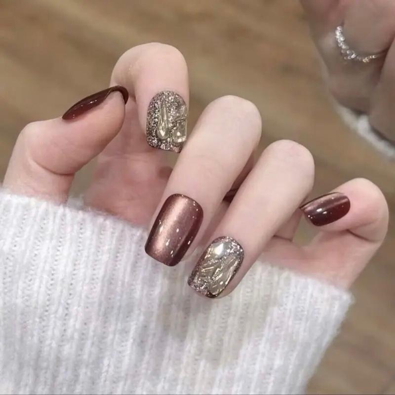 MÃ T136 Bộ Nail Ngắn Mắt Mèo Có Kèm Phụ Kiện Đi Cùng Làm Nail