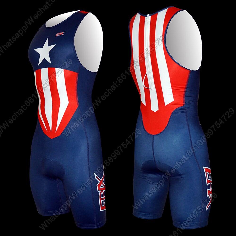 Maillot de cyclisme Combinaison une pièce Combinaison de triathlon à 3 poches pour homme Combinaison de cyclisme sans manches_voghion.com