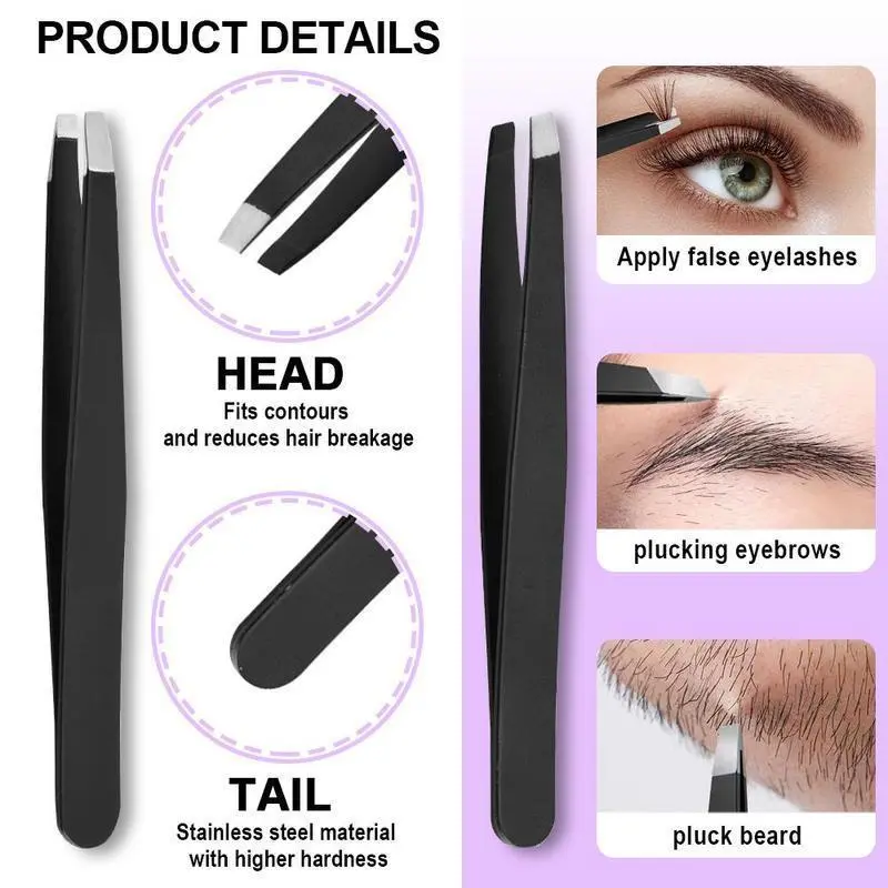 Eyebrow Tweezers Set, 4 Counts Professional Stainless Steel Precise Eyebrow Tweezers, Facial Hair Removal Tool Set, Makeup Tools for Women, Cosmetic 2