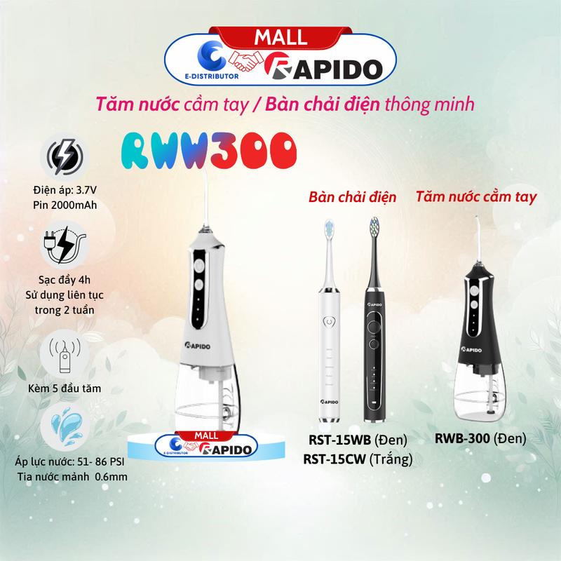 Máy Tăm nước cầm tay Rapido RWG150/RWW-300 - Hàng Chính Hãng - bảo hành điện tử