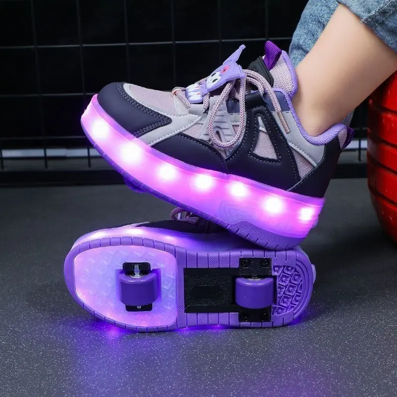 Heelys, Giày Trượt Băng Cho Bé Gái, Phong Cách Clow M, Bánh Đôi, Có Thể Tự Động Nhận, Thích Hợp Cho Học Sinh, Nhẹ, Có Đèn, Hàng Mới Về Năm 2024 2