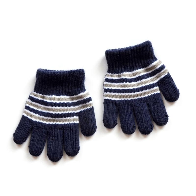 Children Full Finger Gloves Stripe Gloves Mittens Age1-5 Toddler Knitted Winter Gloves Outdoor Sport Gloves for Boy Girl 2