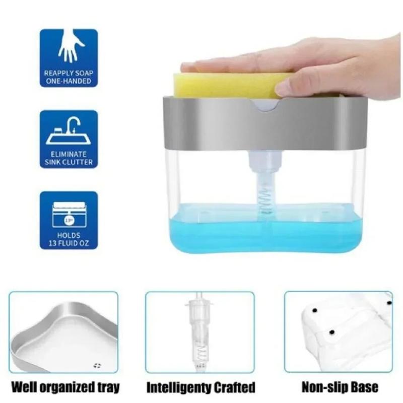 Product Introduction of 380ml Kitchen Sponge Dispenser Automatic Soap Dispenser Bottle for Detergent Liquid Dish Soap Dispenser Manual Soap Pump 19