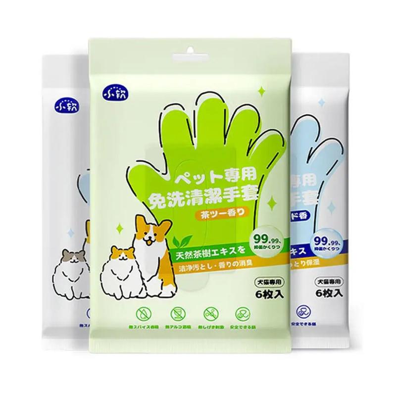 Product Introduction of NEW High-end 1 Bag/6PCS Pet Wash Free Cleaning Gloves Pet Disposable Cleaning Gloves Stain Remover Dry Cleaning Wet Wipes For CAT DOG 17