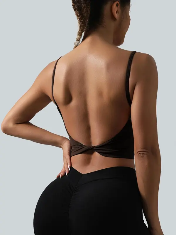 Women's Solid Sports Cami Top, Sports Plain Top, Ladies Sportswear for Indoor Outdoor Wear 1