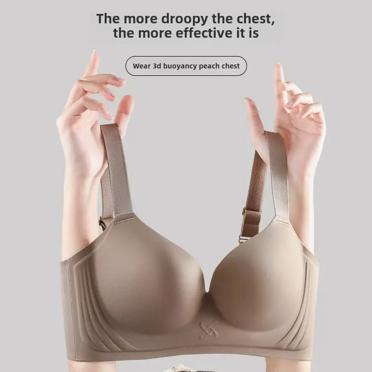 Seamless Underwear for Women Breasts Contracting Full Cup Thin Push up Breast Holding Anti-Sagging Plump Girls plus Size Bra Womenswear Comfort Bridal Basic Minimalist