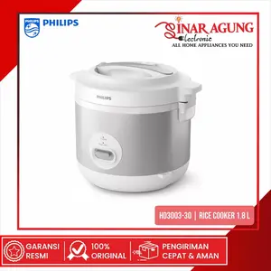 PHILIPS HD3003/30 / HD3003 /30 RICE COOKER 1.8 L SILVER + FREE PACKING SAFETY - GARANSI RESMI