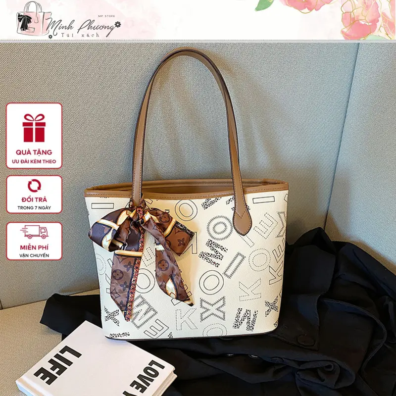 Túi xách nữ, túi tote công sở nữ XOM tặng kèm khăn đi làm đi chơi sang chảnh A377 Bag Đeo Vai 0