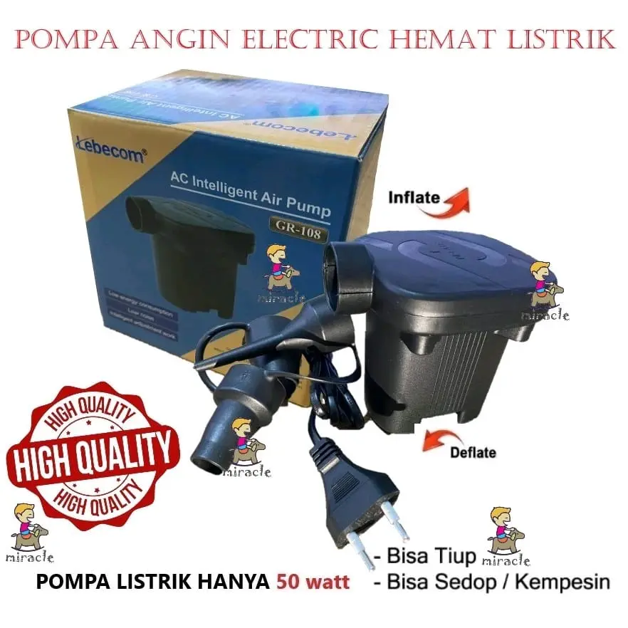 POMPA ANGIN LISTRIK ELEKTRIK LEBECOM 2 FUNGSI TIUP DAN SEDOT KOLAM KASUR TIUP BAN RENANG