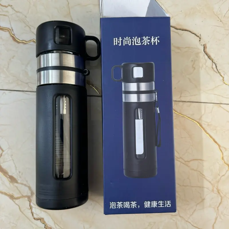 Bình Pha Trà Thủy Tinh 2 Lớp Cách Nhiệt Dung Tích 520ml Phiên Bản Nâng Cấp Có Lõi Lọc Trà Độc Lập Và Cốc Uống Có Quai Cầm Kèm Dây Treo Chắc Chắn 8