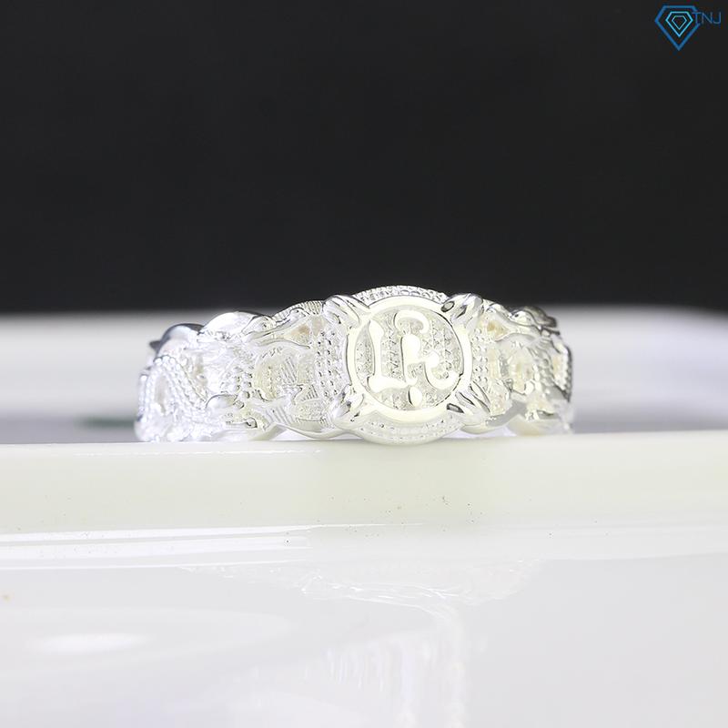 Nhẫn nam bạc TNJ chữ Lộc song long hình rồng NNA0627