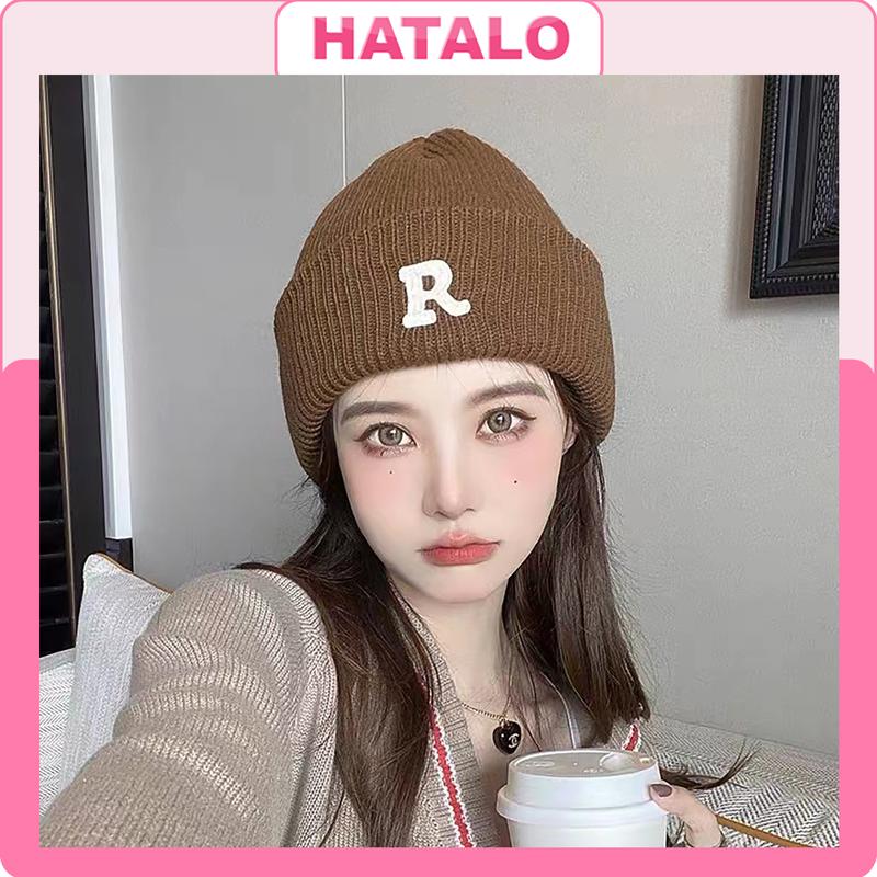 Mũ len nữ mùa đông thời trang ấm áp Nón len beanie chữ R nhiều màu sắc dễ thương thanh lịch mũ  len