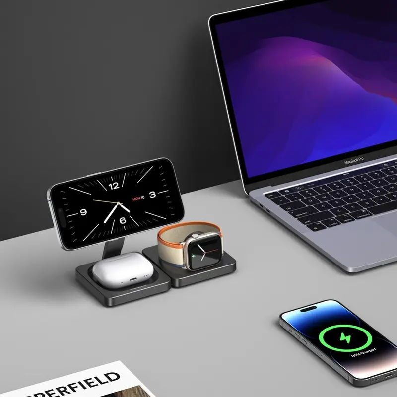 3 in 1 Wireless Charger, Multifunctional Wireless Charging Stand, Portable Charging Station for Phone, Watch & Earphone, Electronic, Charger Set, Mobile, Cellphone 6