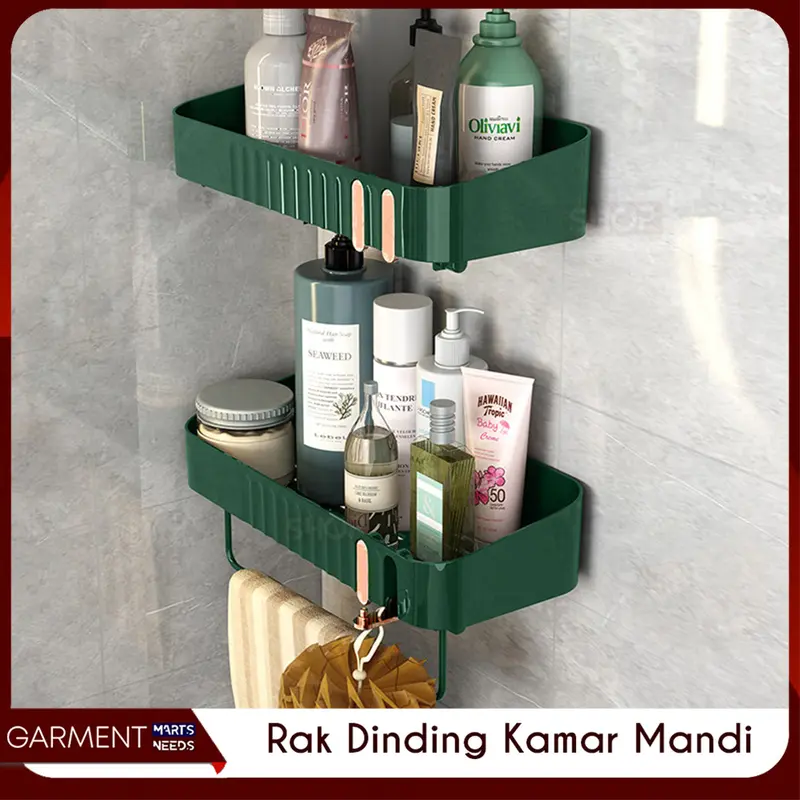 Rak Kamar Mandi Gantungan Sudut Sabun Sampo Odol Tanpa Bor Toilet Handuk Bumbu Tempel Serbaguna Dapur 1