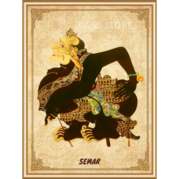 Poster Wayang Semar Wayang Kulit Jawa Untuk Hiasan Dinding Sebagai Pajangan atau Wall Decor