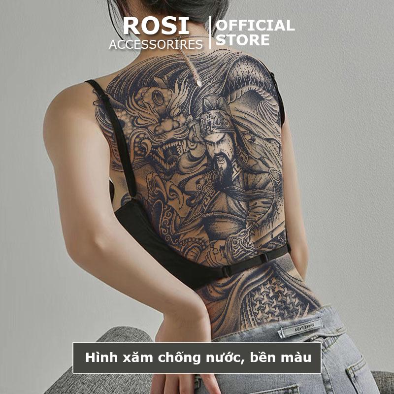  Hình xăm 15 ngày full lưng Quan Công BD-014 miếng dán hình xăm thảo dược chống nước chống trôi 