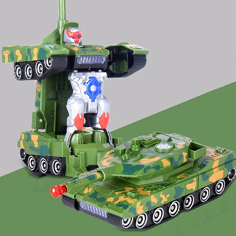 Hot selling children's electric deformation tank toy armored car universal light sound effect boy baby educational toys