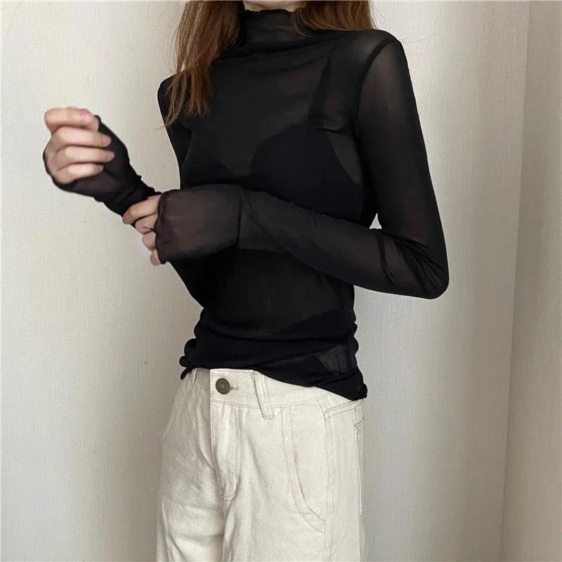 Product Introduction of Áo Thun Nữ, Áo Dài Tay, Xuyên Thấu Đối, 1 Chiếc Top Women 15