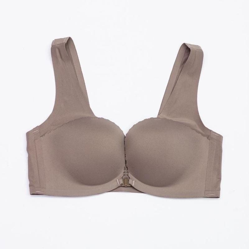 [Áo Lùi size] Áo lót cài trước chất su đúc không đường may có thể đi qua cửa từ, Áo bra không gọng bản dây to