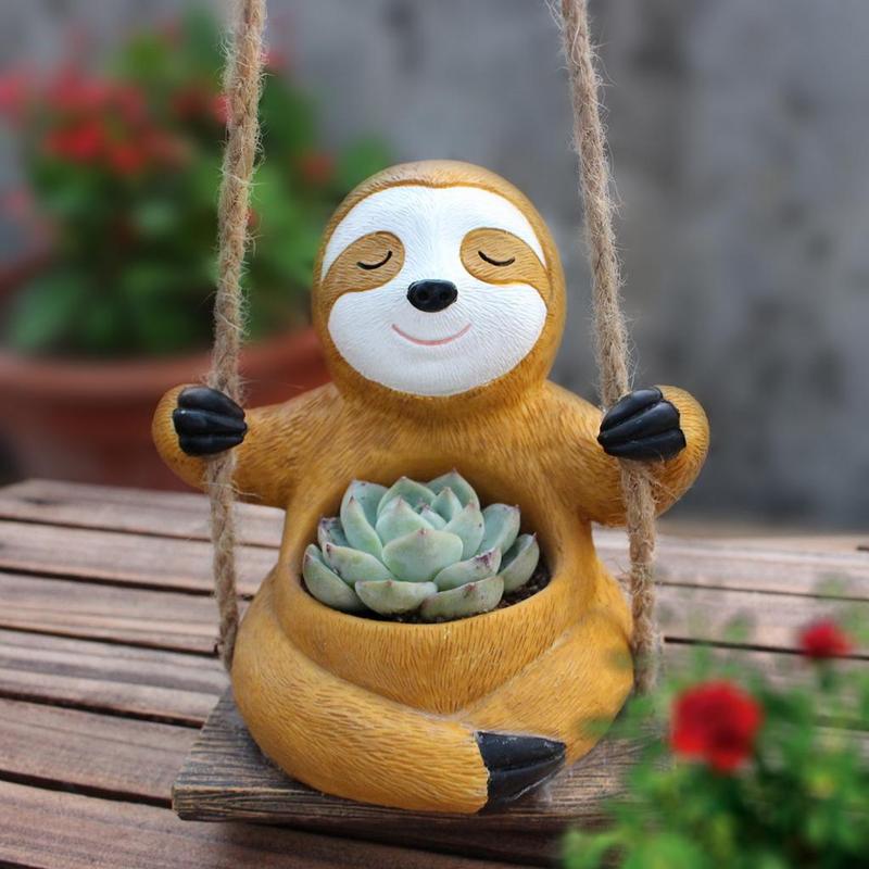 Aomelt Sloth Succulent Pot Handcrafted Sloth Succulent Container ...