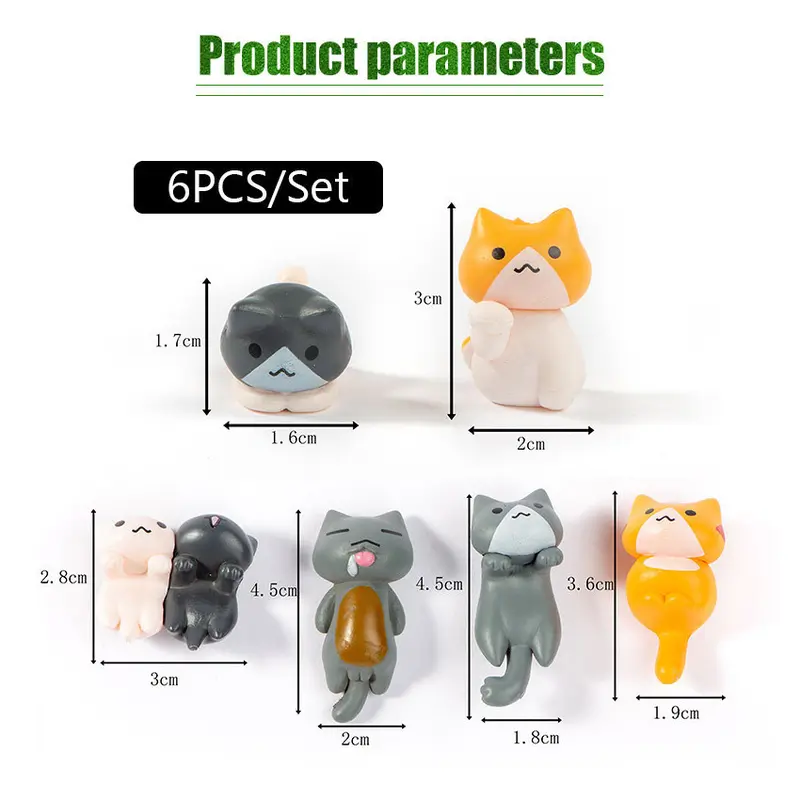 6Pcs/Set Miniatur Hewan Kucing / Miniatur Binatang Kucing / Ornaments Micro Landscape Bonsai Decoration 1