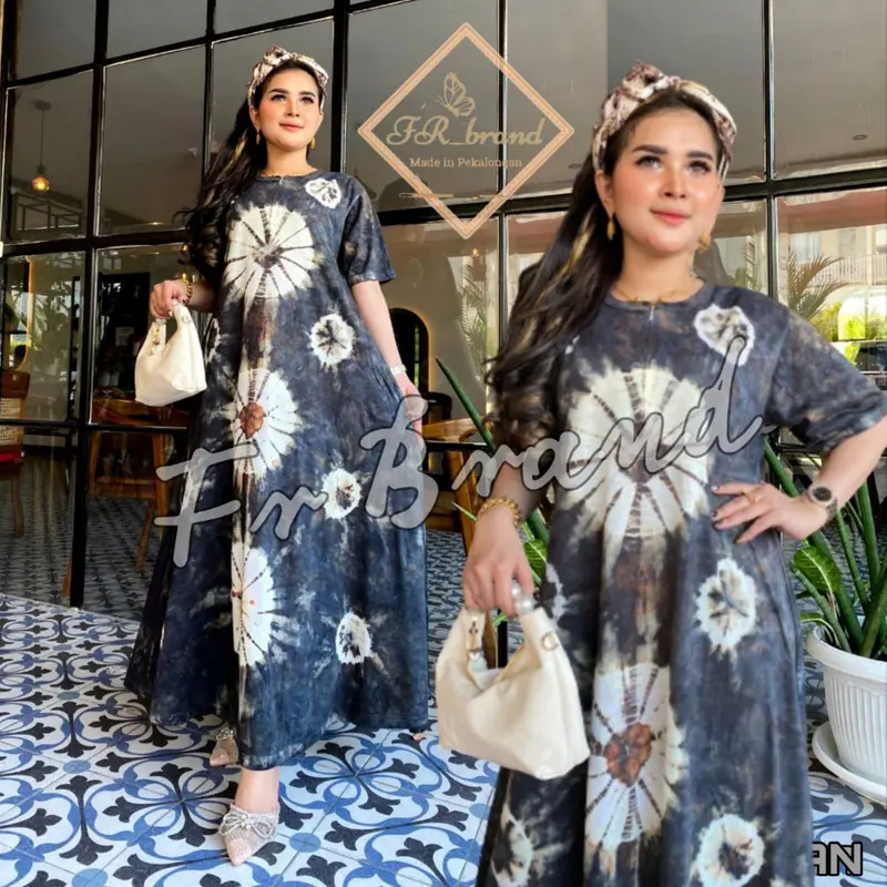 DASTER KAOS KATUN JUMBO LENGAN PENDEK HOMEDRESS PANJANG BUSUI ADEM Wanita Bumil Motif abstrak 4