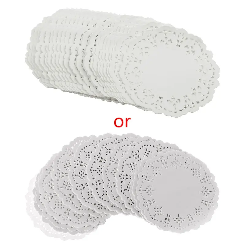 ZHISI 200 Pcs White Lace Round Paper Doilies Cake Packaging Pads Wedding Tableware