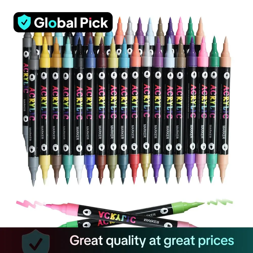 Acrylic Paint Marker Pen, 12/24/36pcs Double Tip Double Color Acrylic Paint Marker Pen, Art Supplies for Rock Painting, Wood, Canvas, Stone, Glass, DIY Craft Making, Pen Swatch Paper, School Drawing Supplies, Study Supplies, Craft Supplies