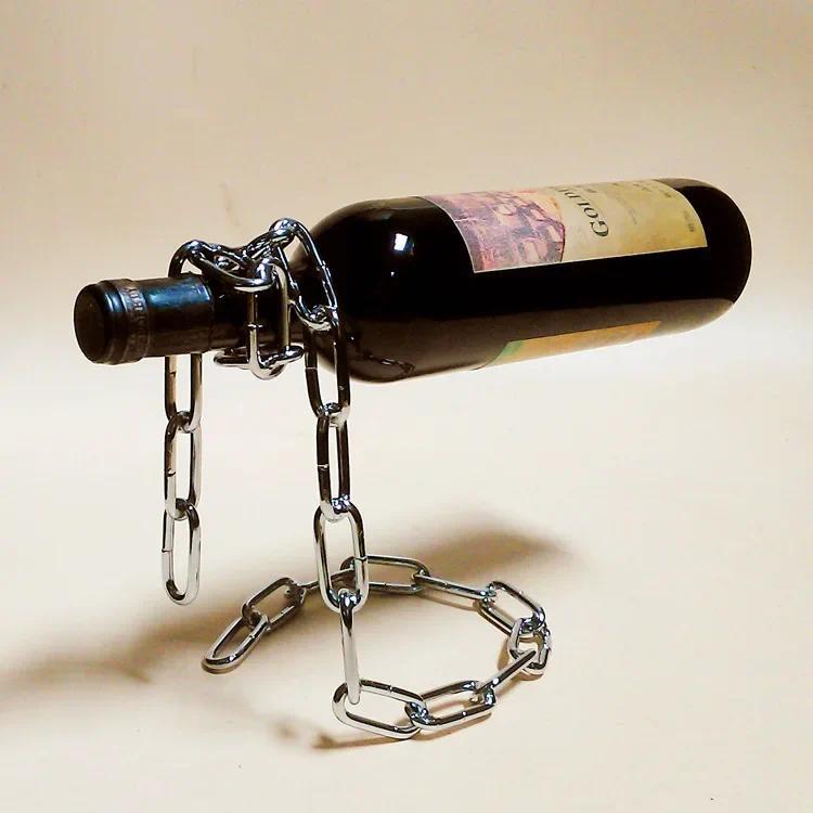 Product Introduction of Magic Suspension Iron Chain Wine Rack Metal Chain Hanging Wine Bottle Holder Bar Cabinet Display Stand Shelf Bracket Home Decor 28