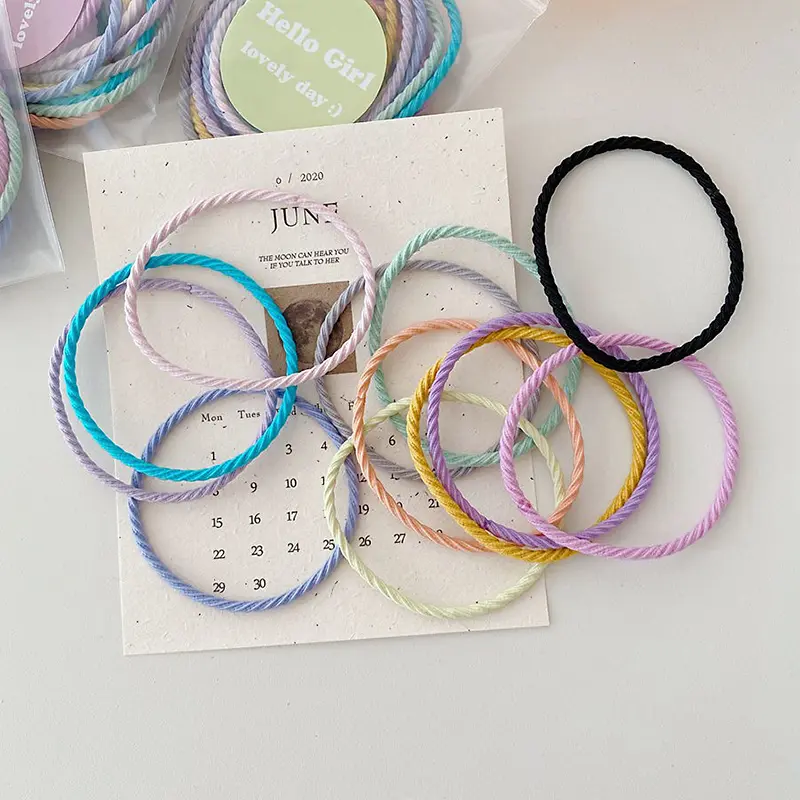 Cute Hair Ties Twisted Solid Color Elastic Hair Ropes Ponytail Holders Hair Accessories for Women Girls