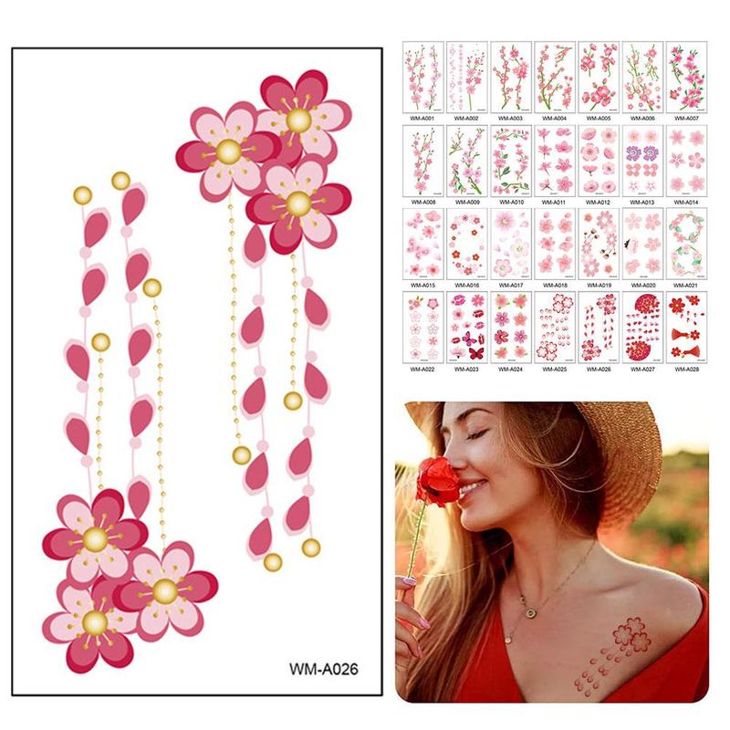Product Introduction of Waterproof Temporary Tattoo Sticker Sexy Beautiful Sakura Flower Collarbone Arm Hand Body Art Flash Tattoo For Girls Women 16