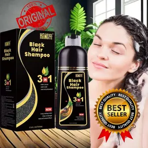 100% 3 IN 1 Original Shampo Penghitam Rambut Uban Menjadi Hitam Permanen Sampo Penghilang Uban Shampoo Uban Menjadi Hitam Black Herbal Natural Polygonum Multiflorum Hair Blackening / Vitamin Rambut - 500 ml