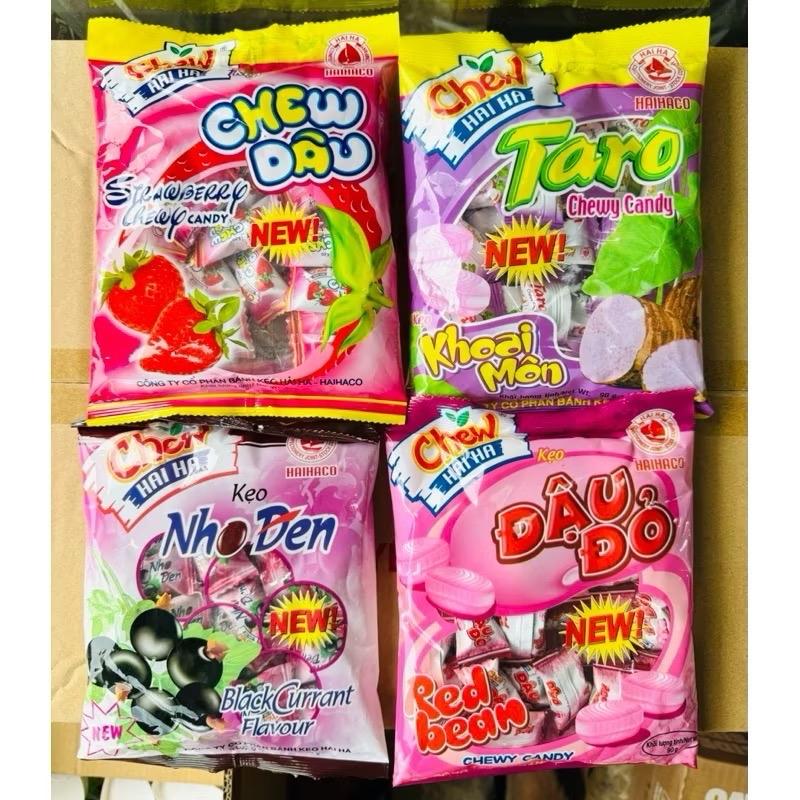 Kẹo Chew Candy Taro Hải Hà vị nho đen dâu đậu đỏ khoai môn Gói 90g