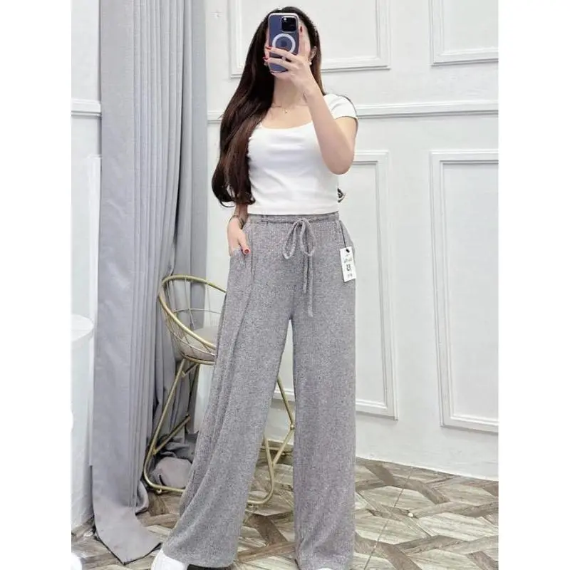 Ellen - Kulot Knit Lita Import Premium Kulot Wanita Jumbo Kulot Knit Premium Highwaist Cewek Santai Kekinian Kain Knit Premium  Panjang Celana Bawahan Dewasa Hitam Linen Crinkle Airflow
